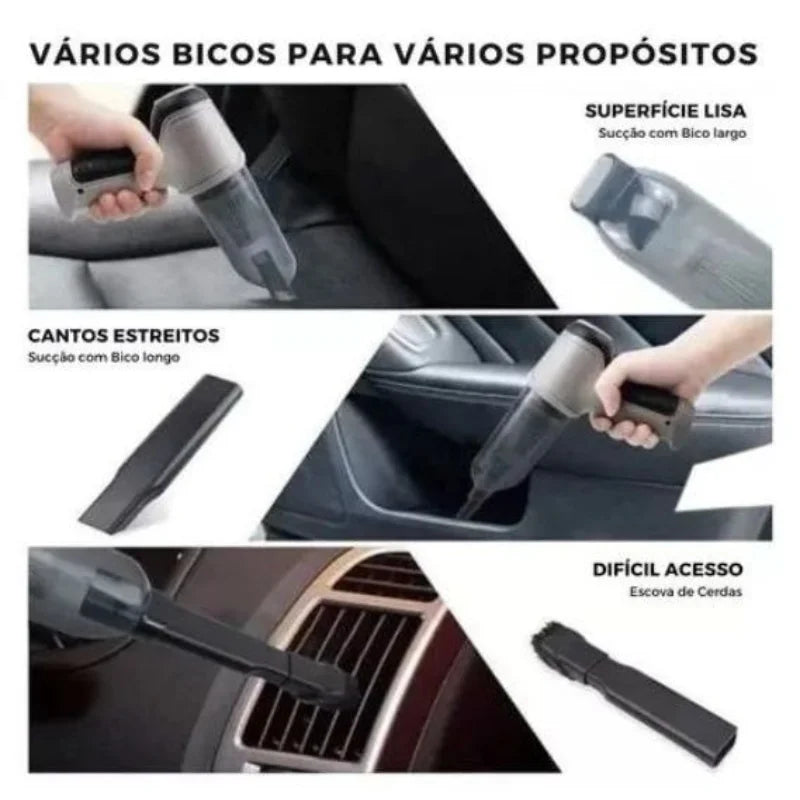 Aspirador de pó sem fio 3 em 1 para carro bivolt 9000Pa Mini casa e pó de uso duplo - Ultimas unidades!
